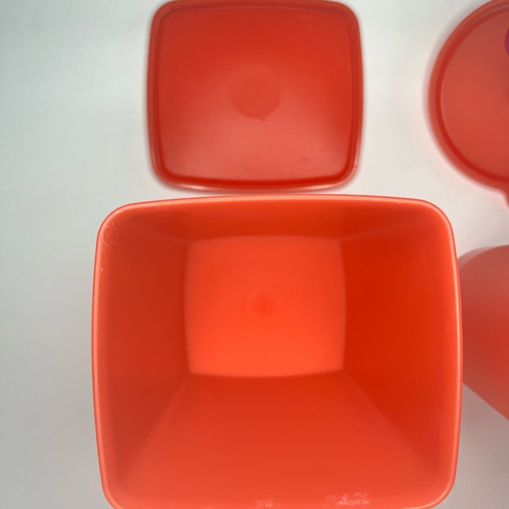 Vintage Tupperware RED Handolier Container 321-5 Lid 563-9 Flap 5641 storage - Picture 10 of 12